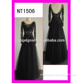 long sleeves black evening dresses Guangzhou design fashionable women garments
